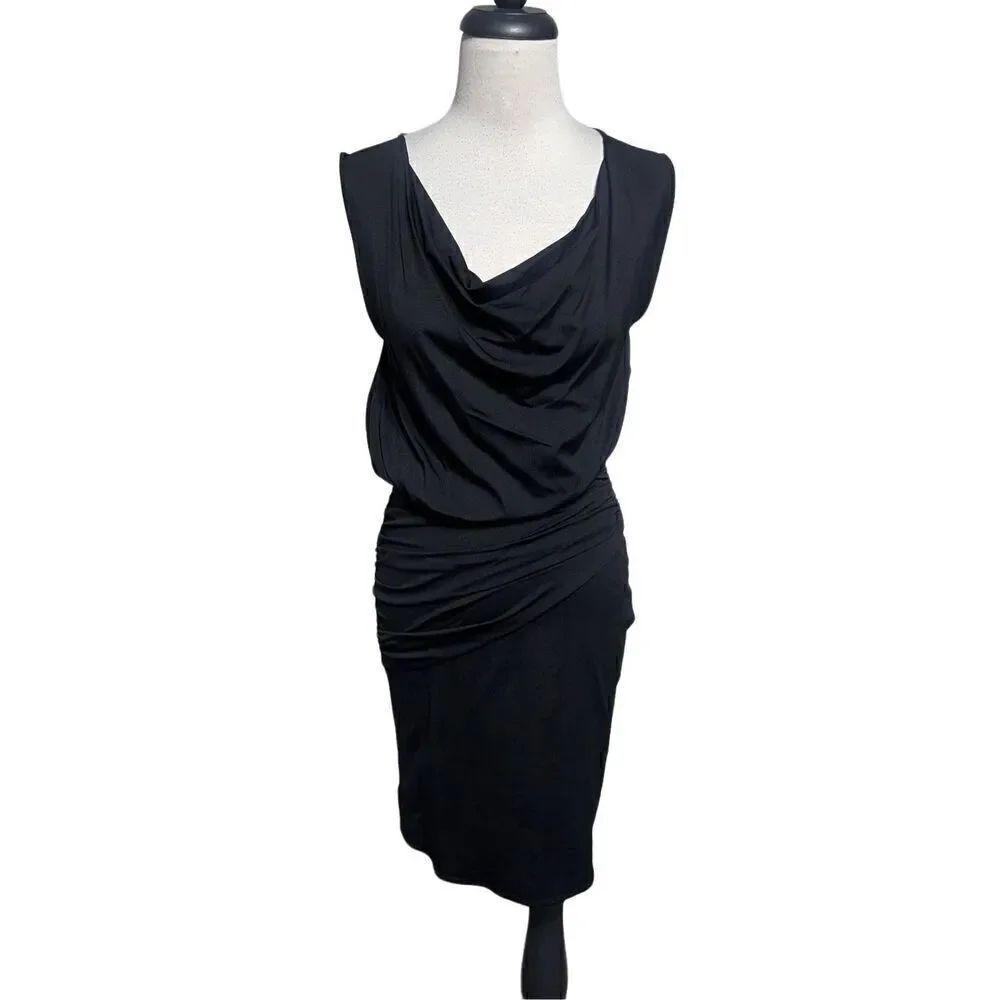 Marc New York Andrew Marc Sleeveless Black Toga Dress Little Black Dress Large
